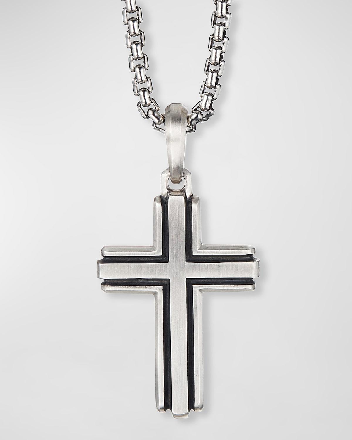 Mens Cross Pendant in Sterling Silver, 34mm Product Image