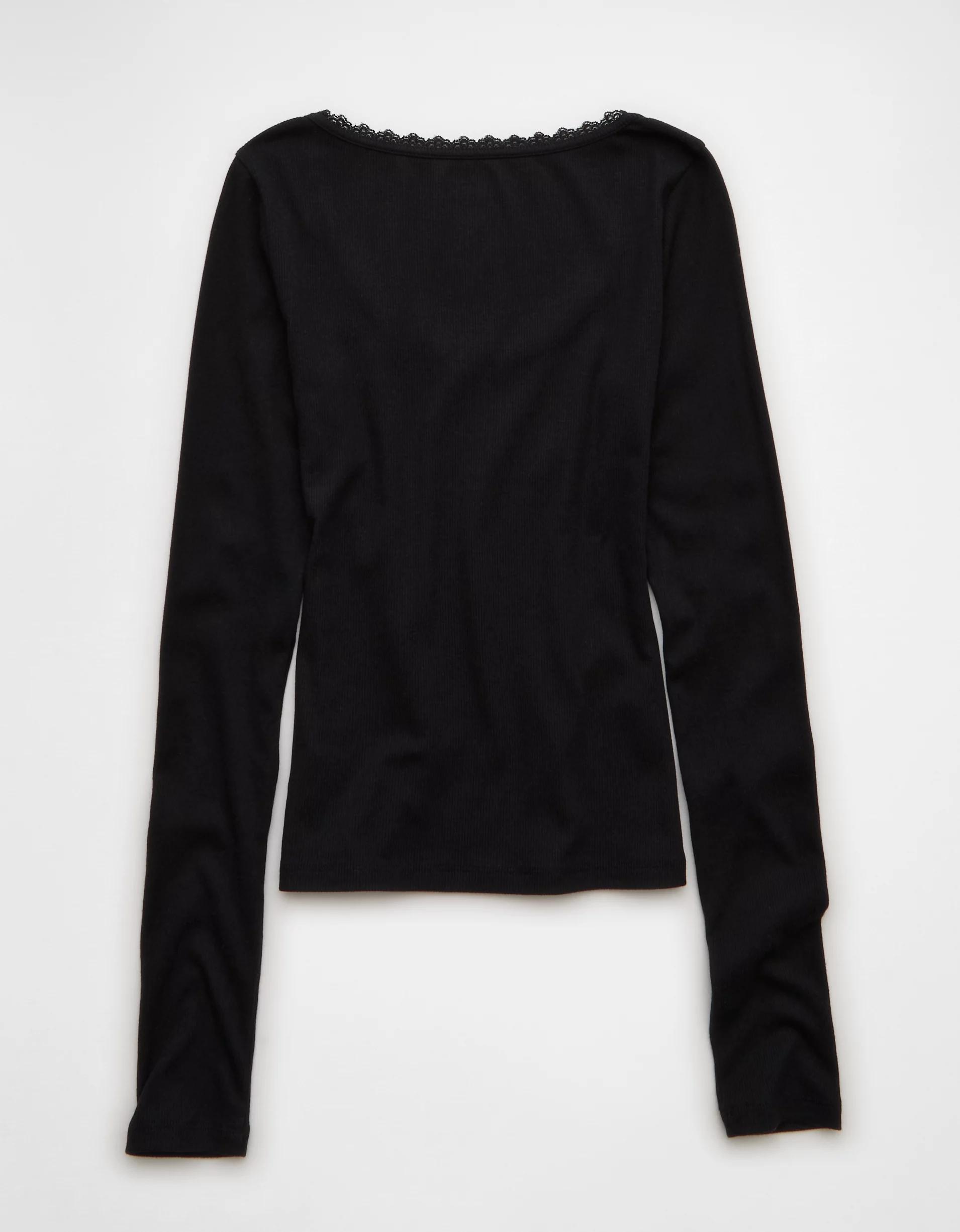 AE Lace-Trim Long Sleeve T-Shirt Product Image