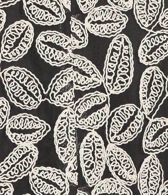 Kasper Embroidered Boat Neck 3/4 Ruffle Sleeve Blouse Product Image