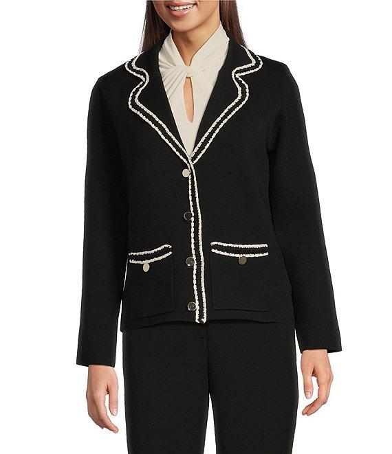 Anne Klein Braid Trim Notch Collar Blazer Product Image