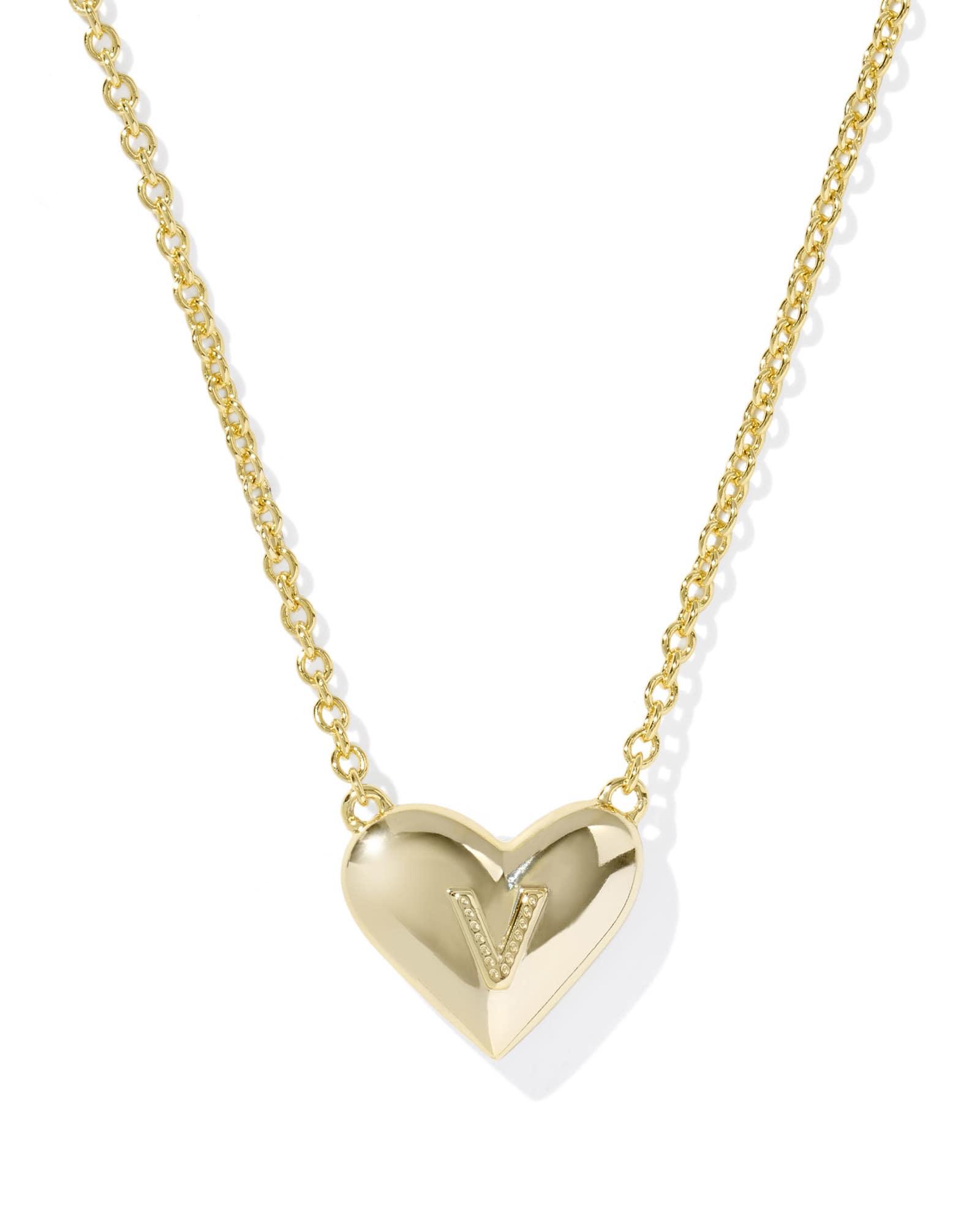 Ari Heart Letter X Gold Short Pendant Necklace Product Image