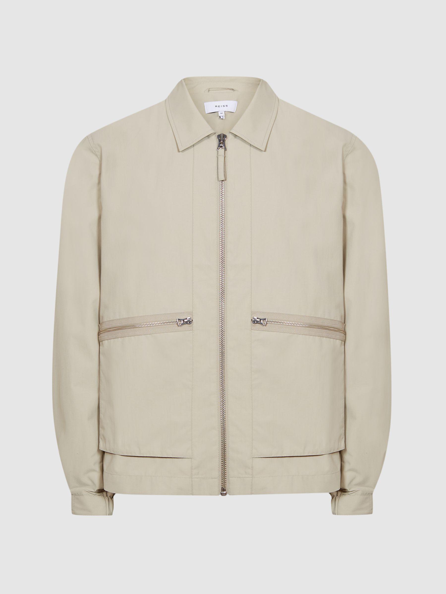 Textured Harrington Jacket in Sage Product Image