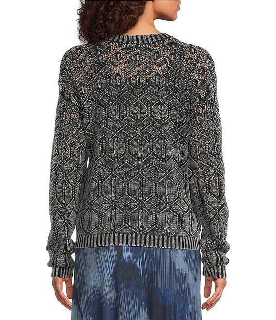 City Blues Geo Cable Distress Knit Crew Neck Long Sleeve Sweater Product Image