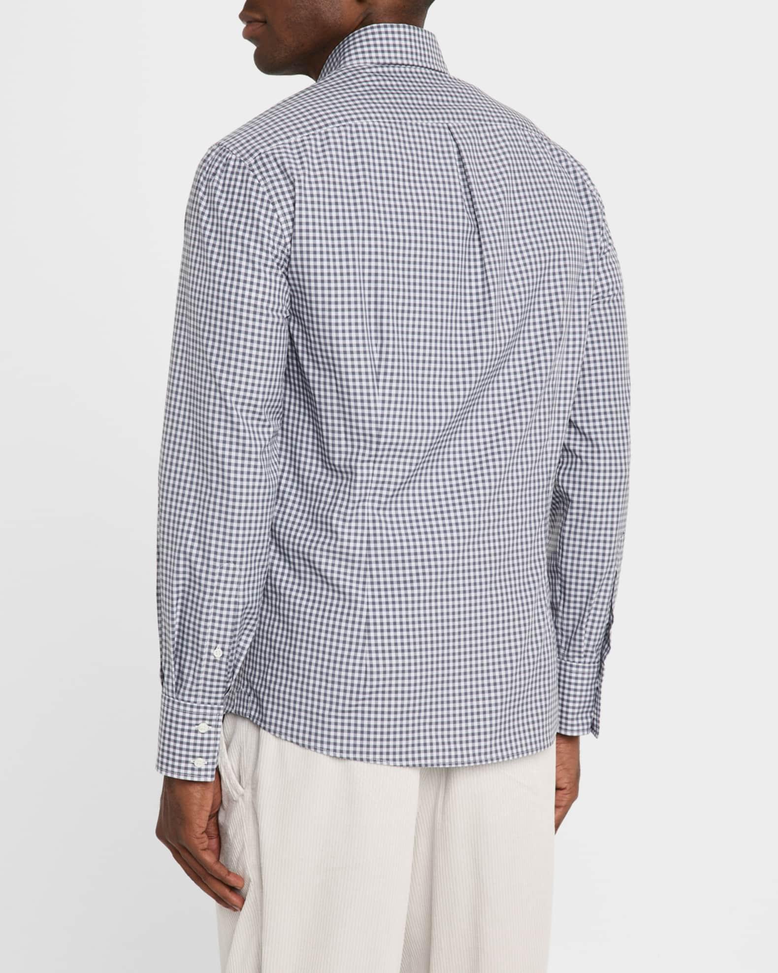 Men's Cotton Gingham Button-Collar Sport Shirt Product Image