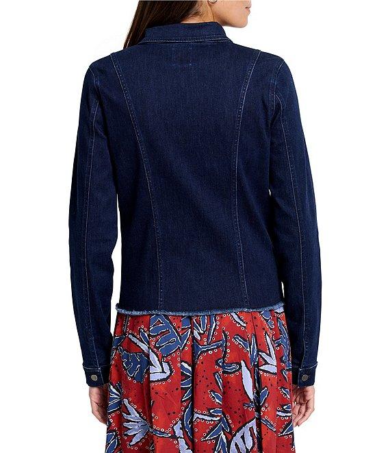 NIC + ZOE Essential Point Collar Long Sleeve Snap Front Denim Jacket Product Image