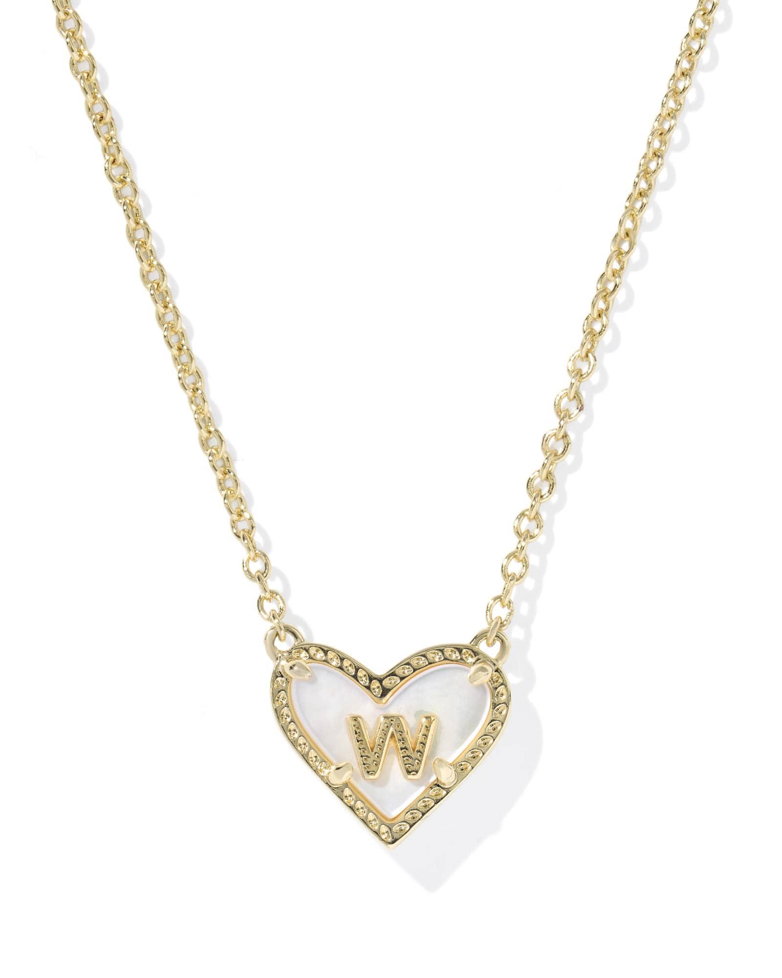 Ari Heart Letter W Gold Short Pendant Necklace Product Image