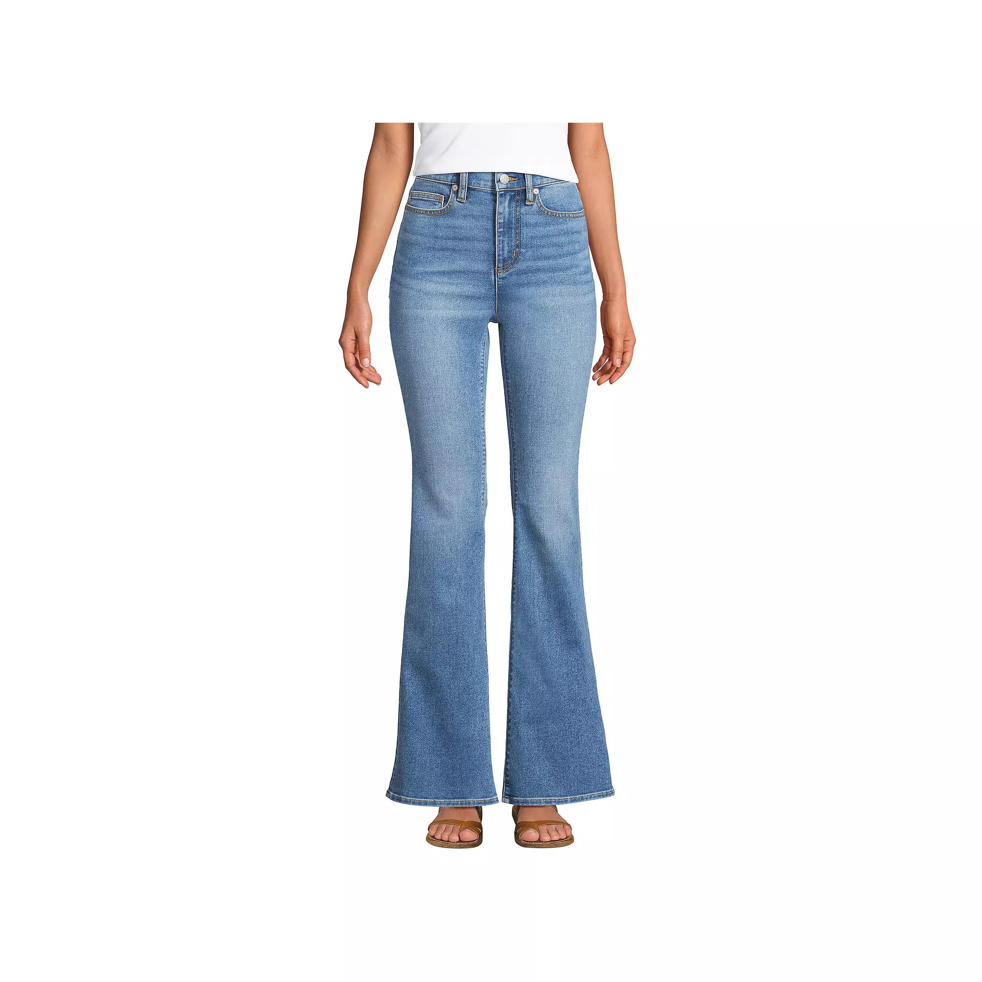 Petite Lands' End High-Rise Skinny Flare Jeans, Women's,  Product Image