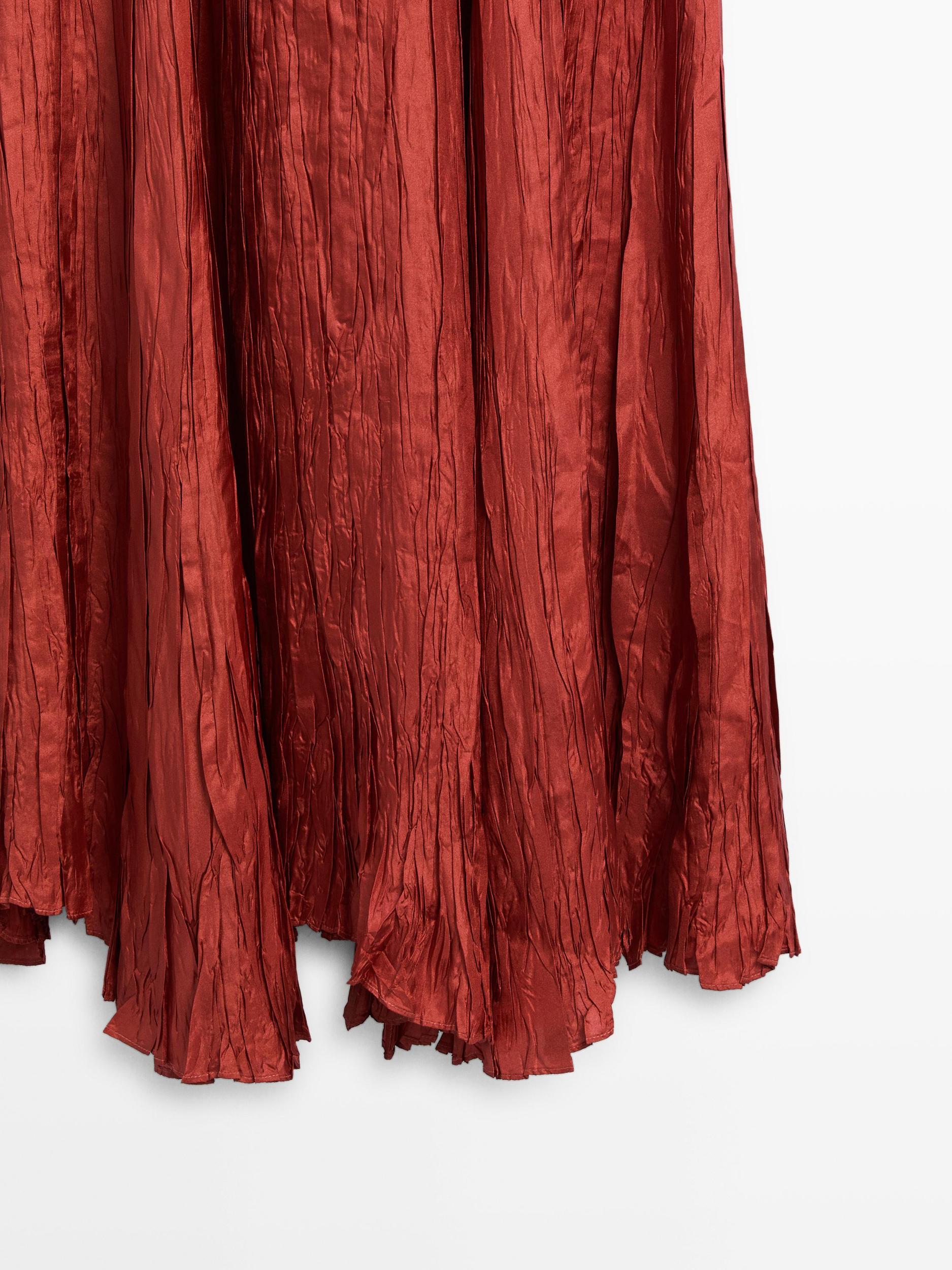 Long pleated satin dress Product Image