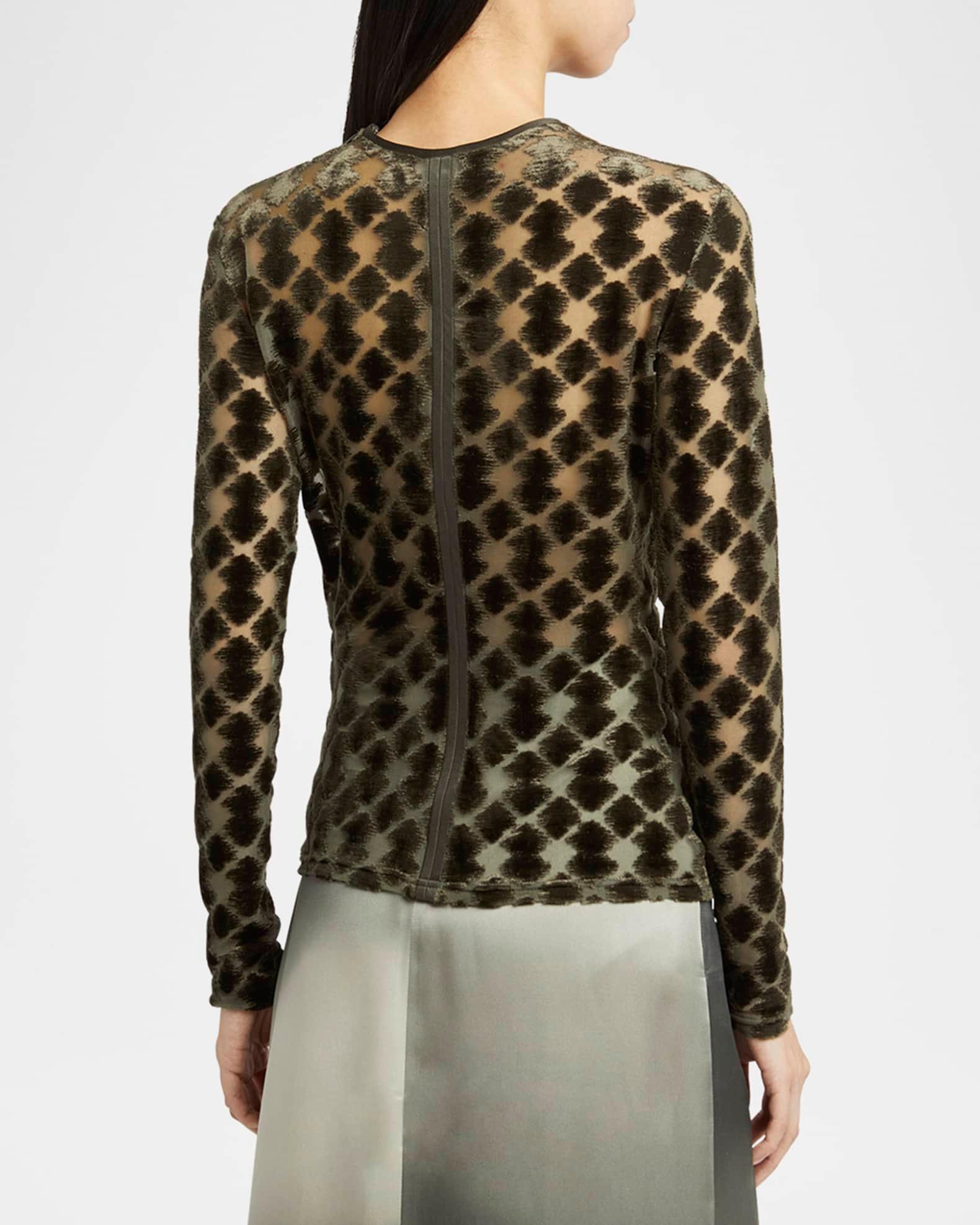 Velvet Jersey Jacquard Long-Sleeve Top Product Image