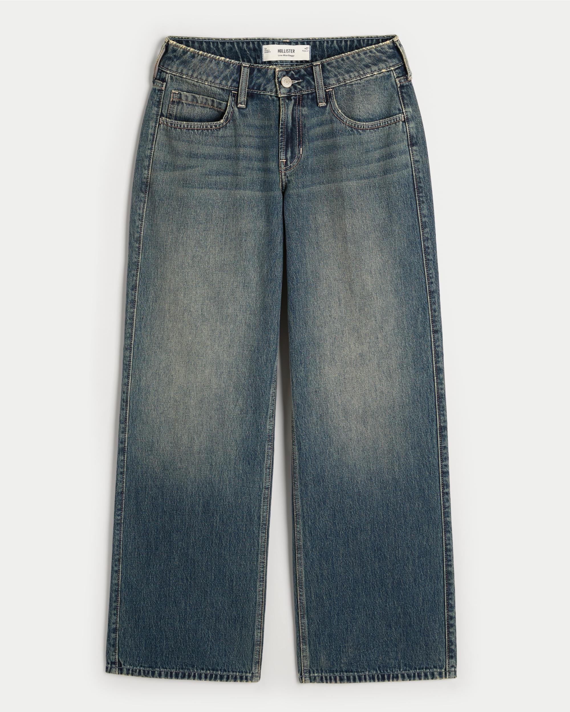 Low-Rise Medium Wash Baggy Jeans Product Image