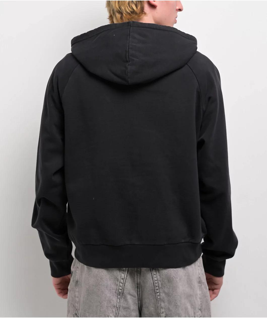 Welcome Duality Black Wash Crop Zip Hoodie Product Image