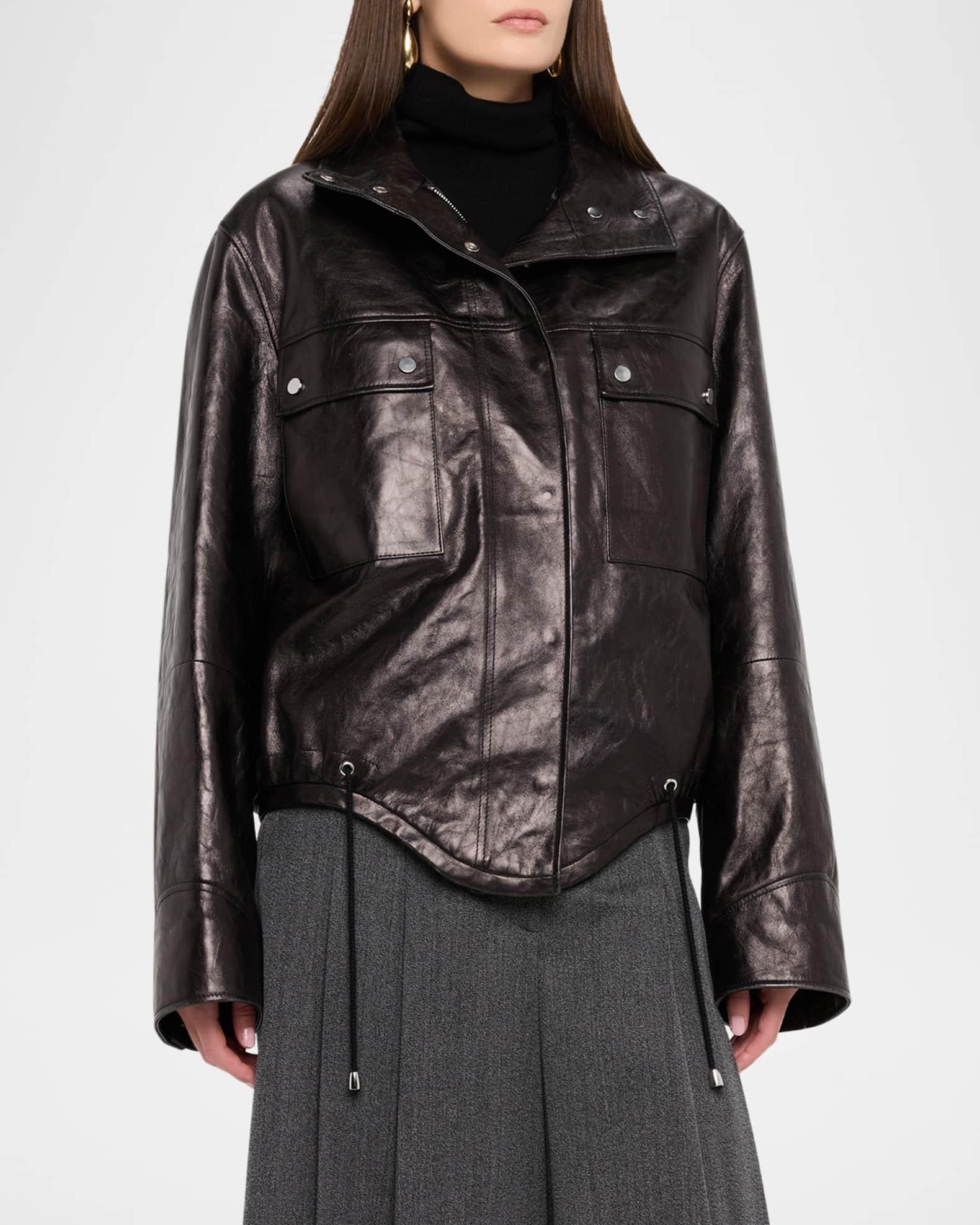 Washed Leather Bomber Jacket Product Image