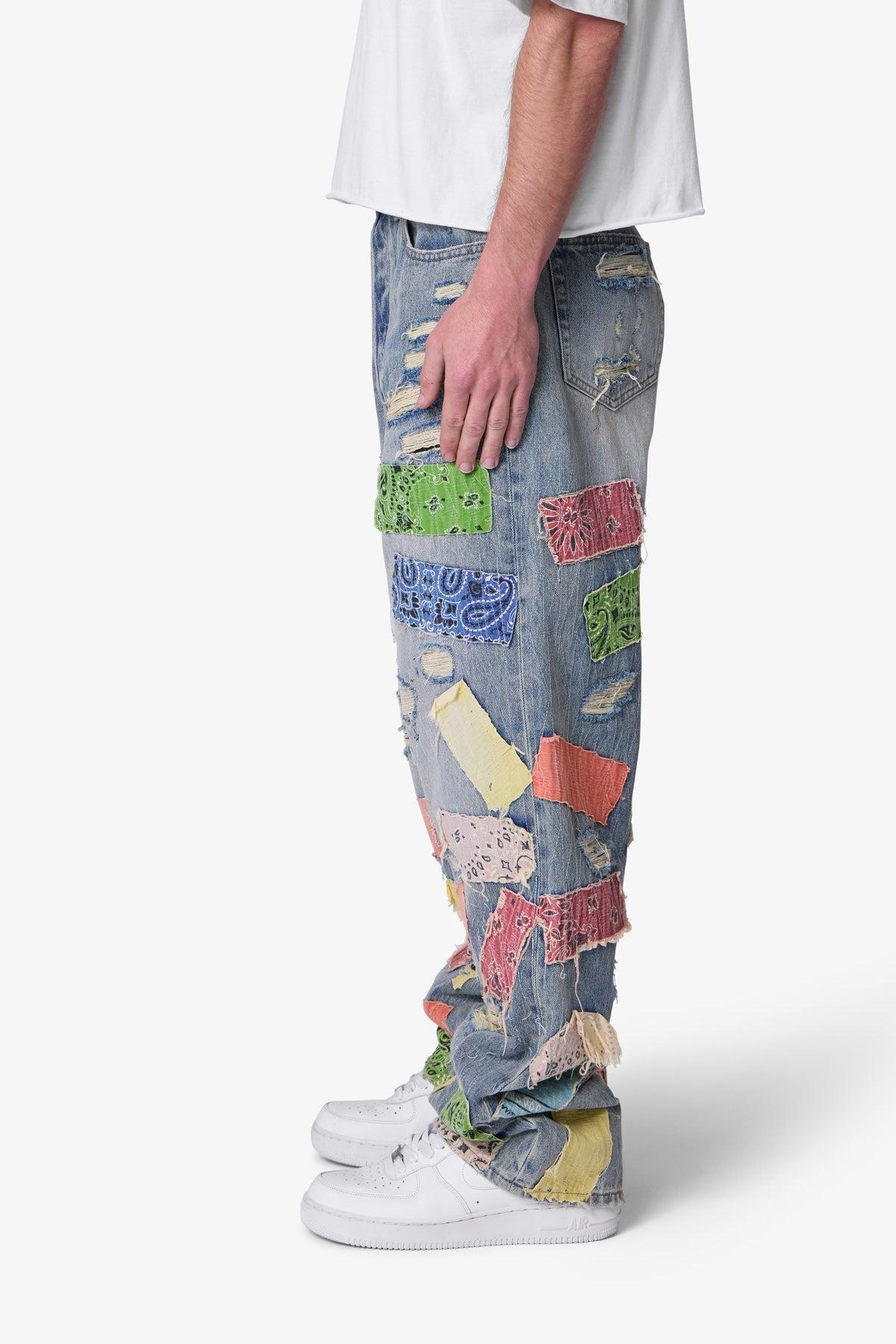 Ultra Baggy Bandana Patch Denim - Blue/Multi Product Image