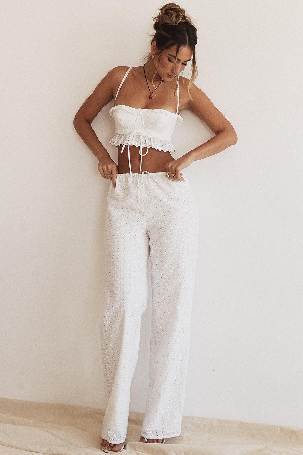 Frankie  white broderie anglais trousers Product Image