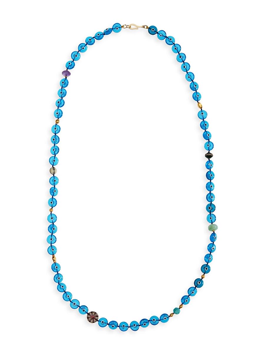 Womens Globetrotter 18K Yellow Gold, Sterling Silver & Mixed-Media Evil Eye Beaded Necklace Product Image