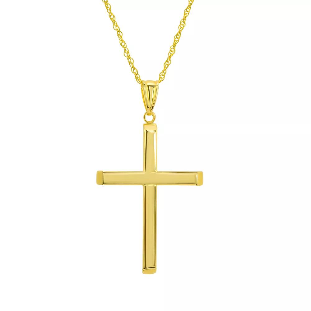 10k Gold Polished Cross Pendant Necklace, Women's, Size: 18" Product Image