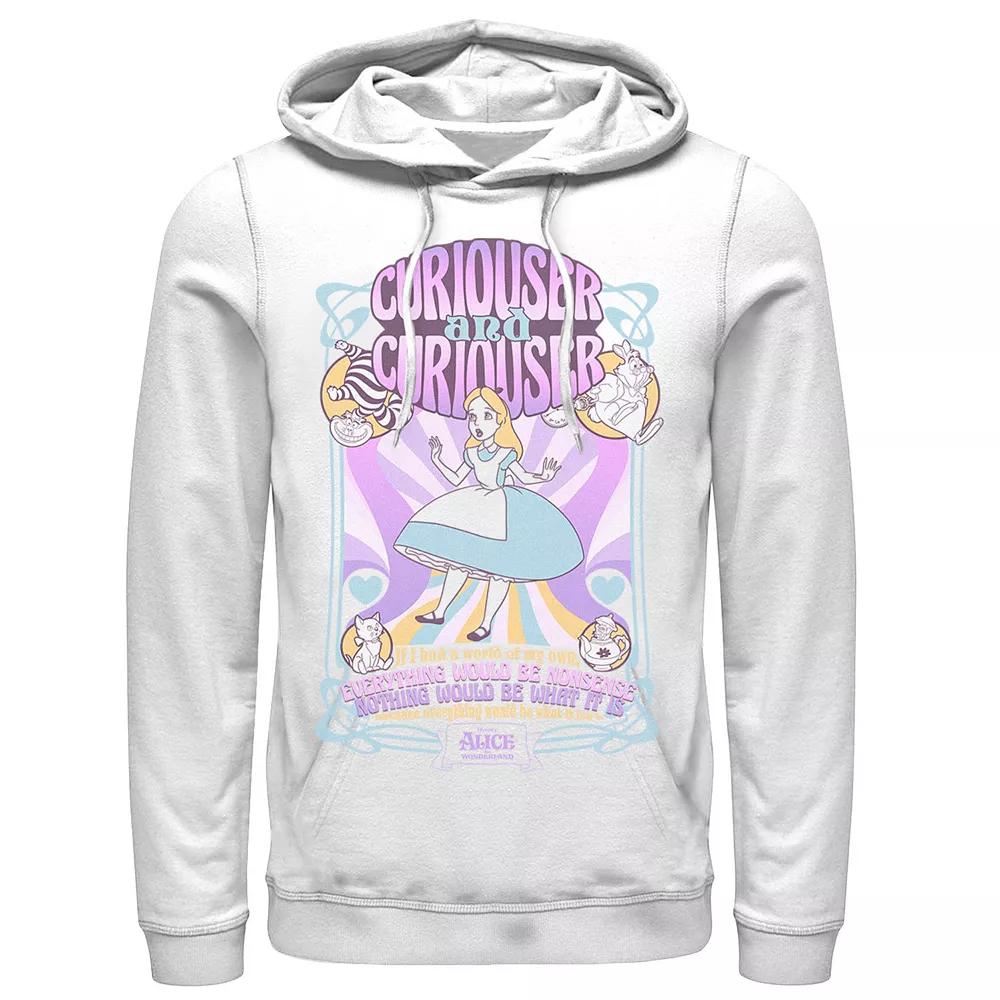 Men's Alice In Wonderland Psychedelic Nouveou Neon Hoodie, Size: Small, White Product Image