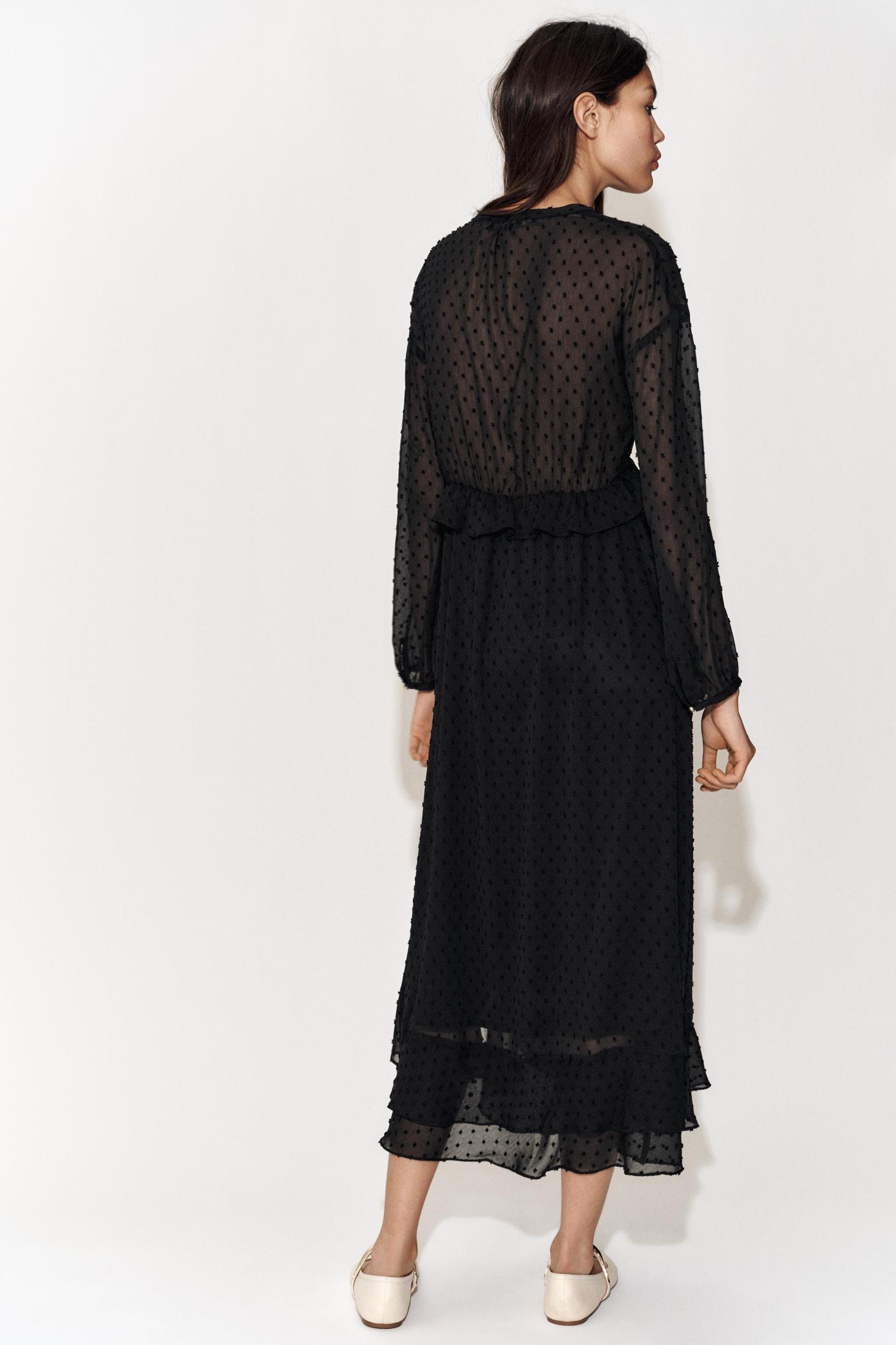 RUFFLED DOTTED MESH DRESS Product Image