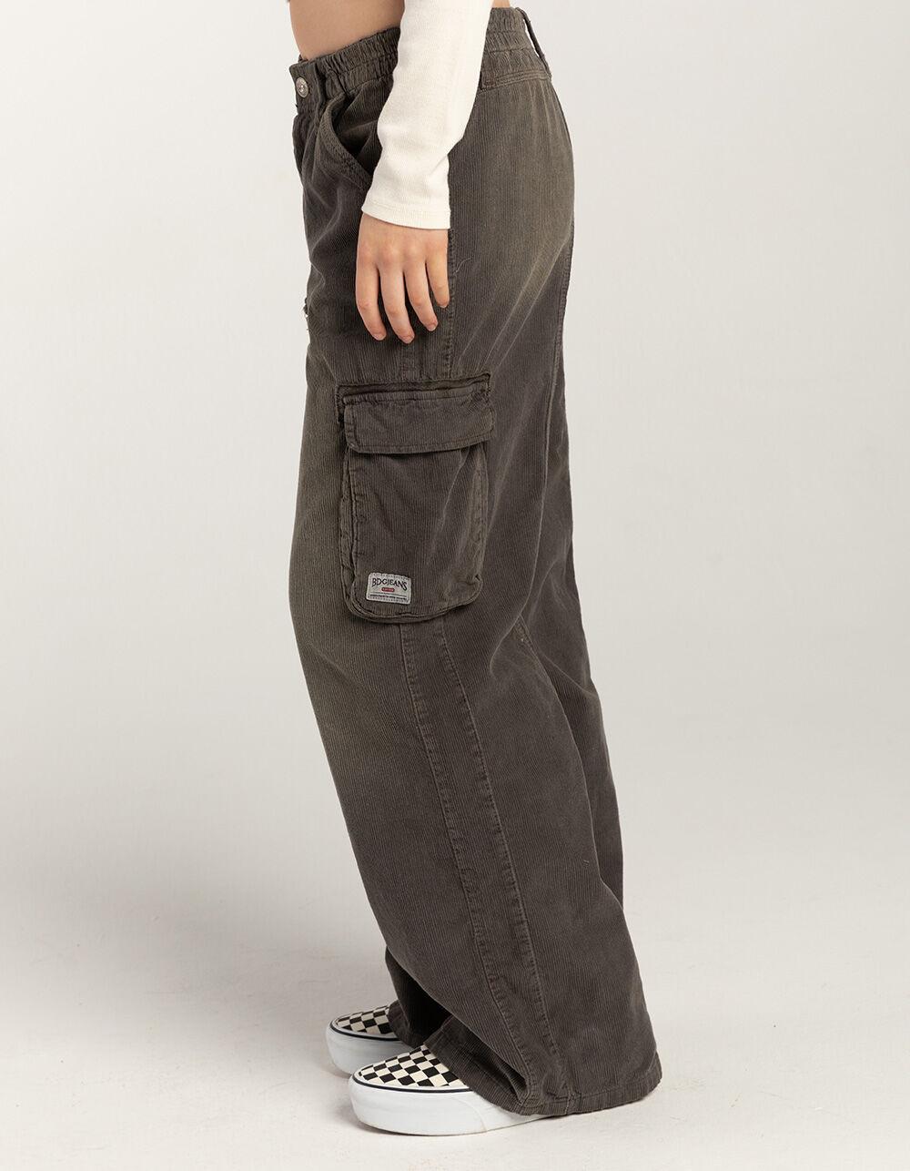 BDG Urban Outfitters Y2K Mid Rise Corduroy Womens Cargo Pants - CHARCOAL Product Image