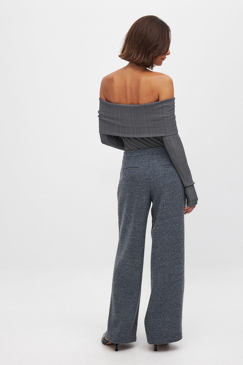 Straight Mid Waist Suit Pants Product Image