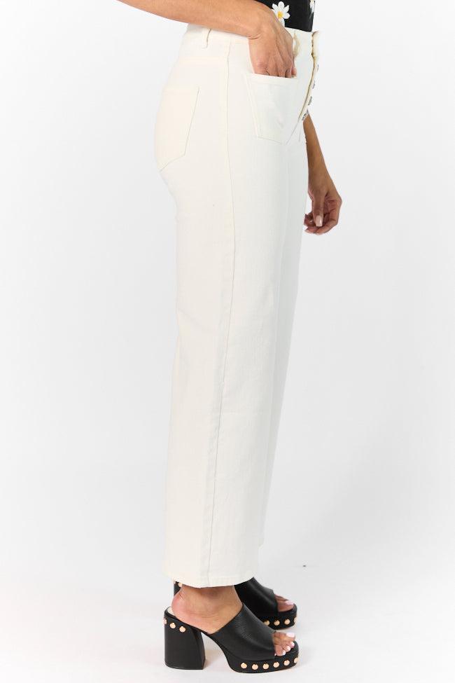 Sutton White Wide Leg Patch Pocket Jeans FINAL SALE Product Image