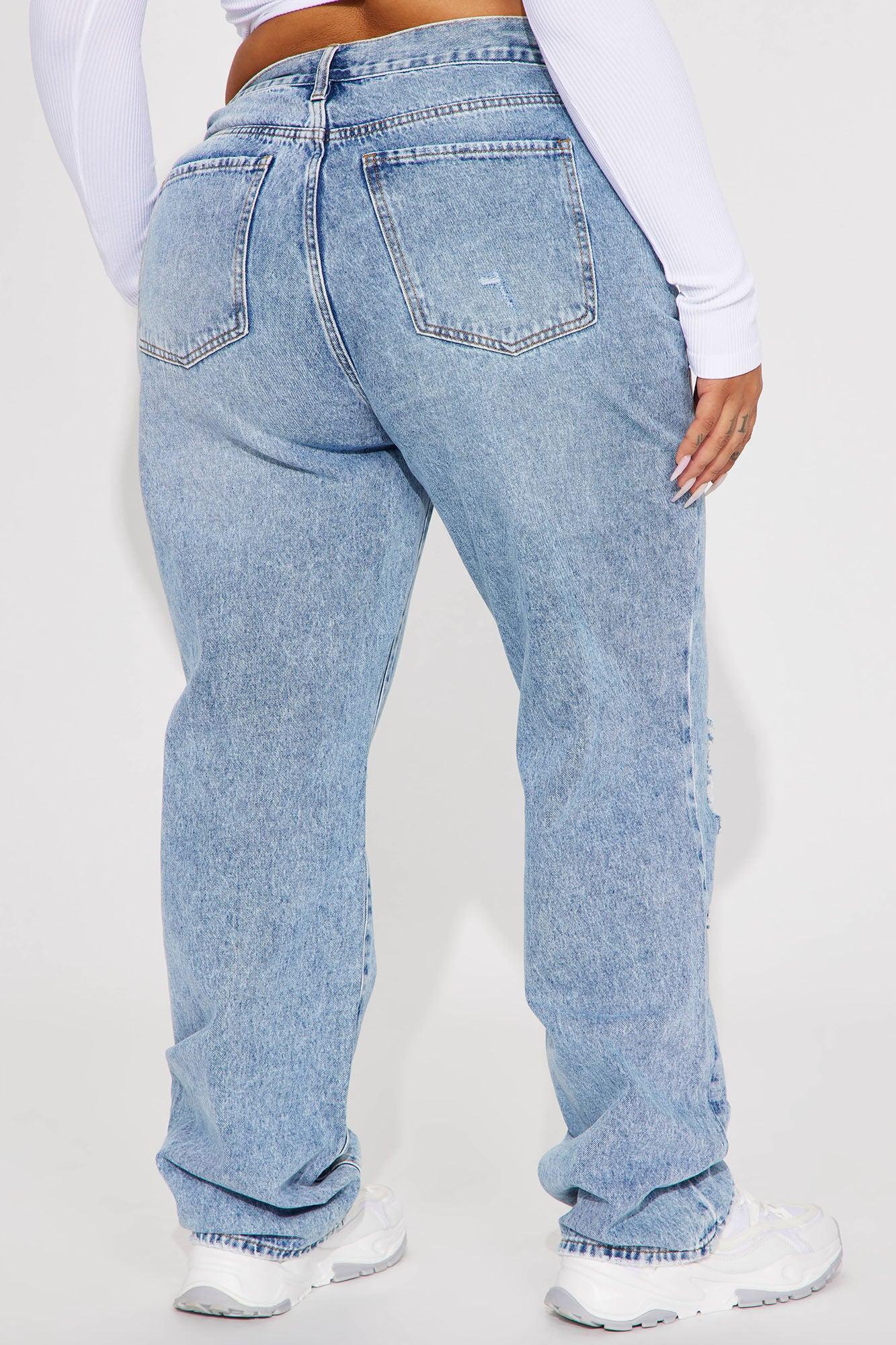 Only One Non Stretch Ripped Straight Leg Jean - Medium Wash Product Image