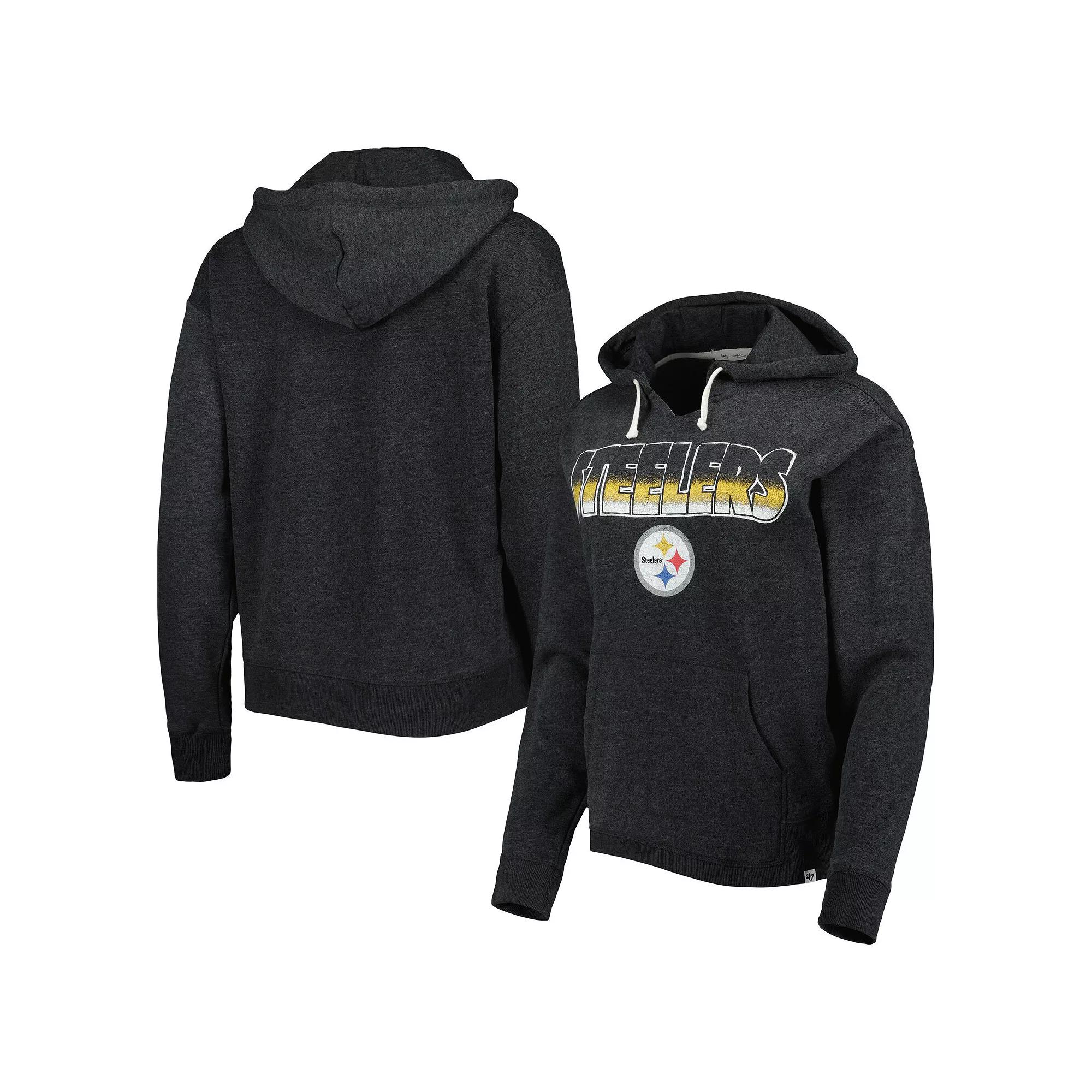 Women's '47 Black Pittsburgh Steelers Color Rise Kennedy Pullover Hoodie, Size: Small Product Image