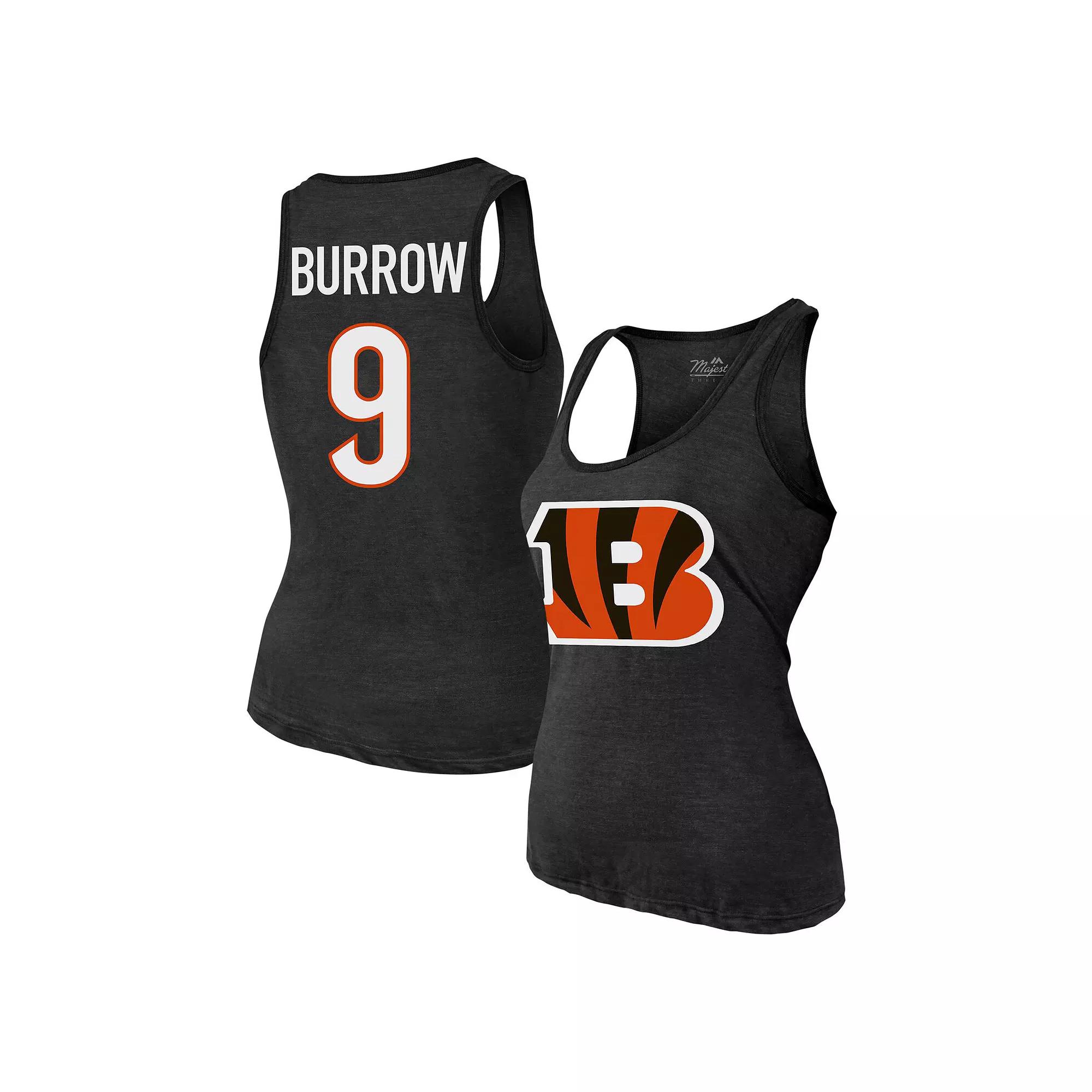 Women's Majestic Threads Joe Burrow Black Cincinnati Bengals Name & Number Tri-Blend Tank Top,  Product Image