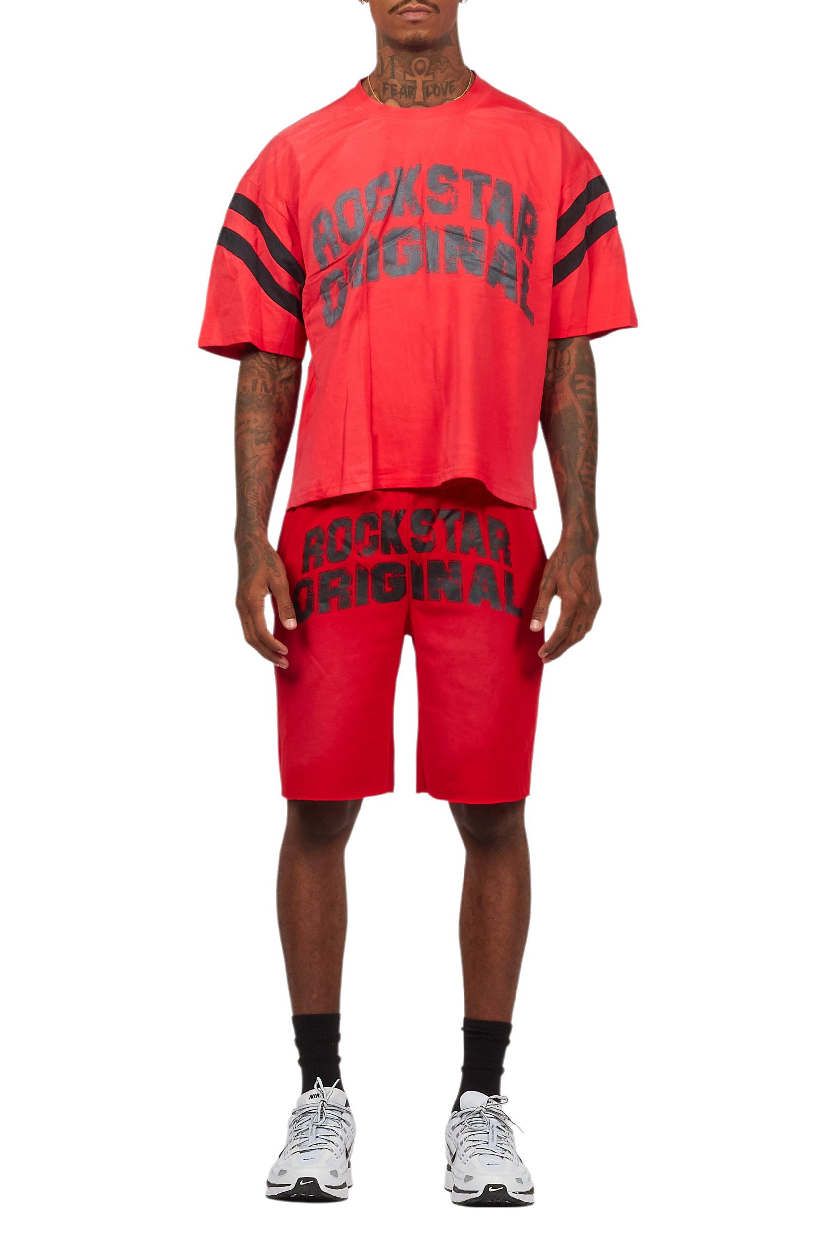 Tumo Red Crop Boxy Tee Short Set Male Product Image