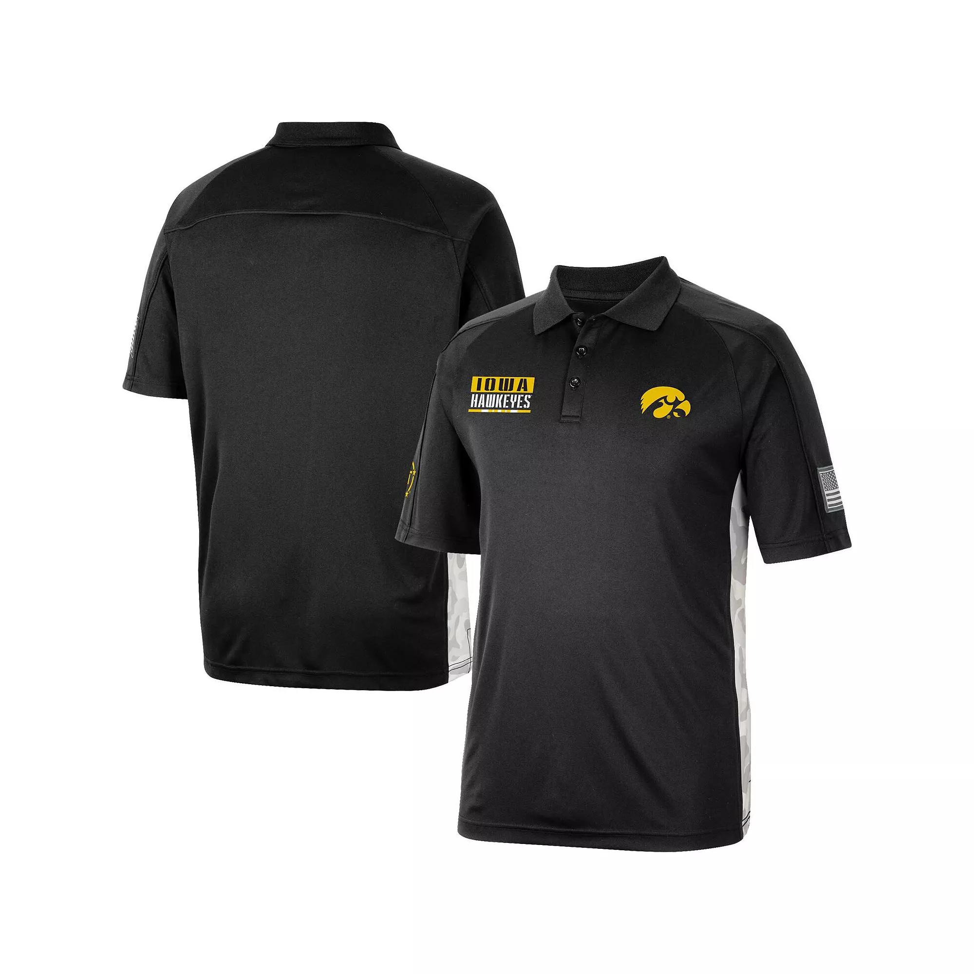 Men's Colosseum Black Iowa Hawkeyes OHT Military Appreciation Snow Camo Polo,  Product Image