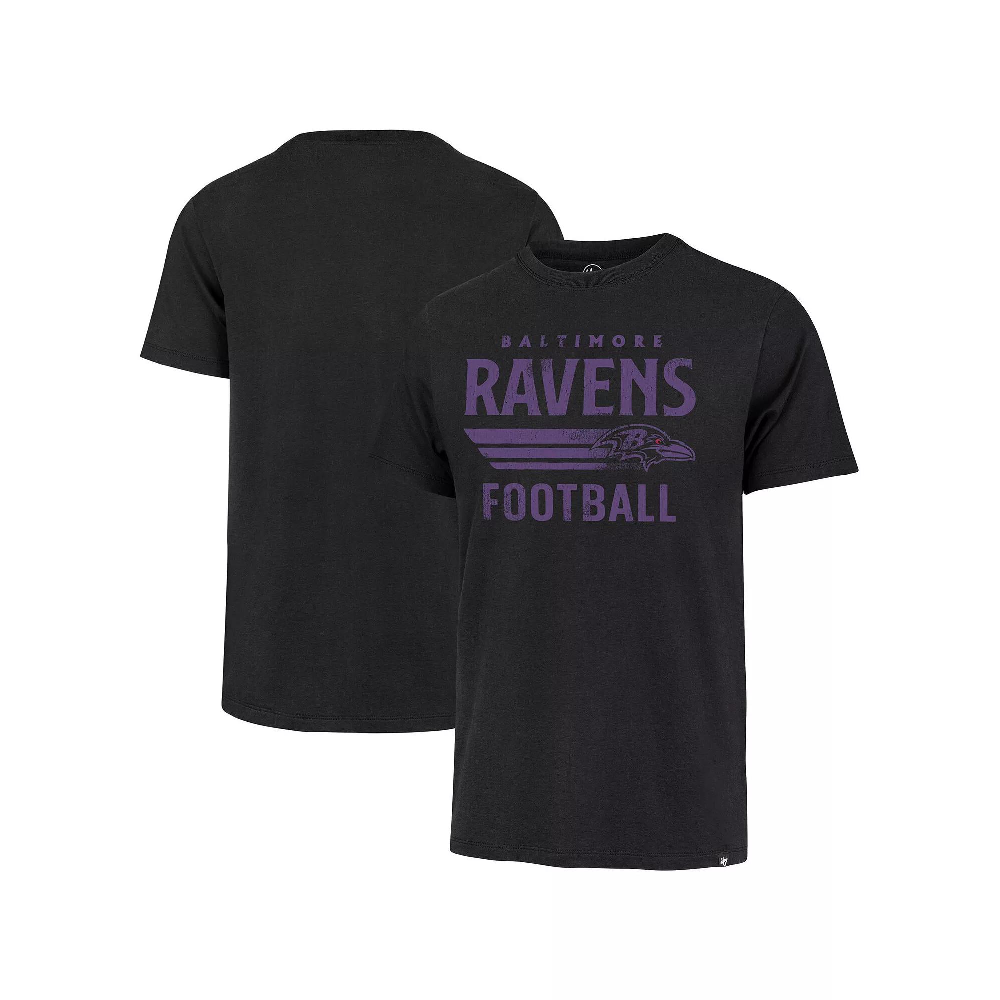 Men's '47 Black Baltimore Ravens Wordmark Rider Franklin T-Shirt,  Product Image