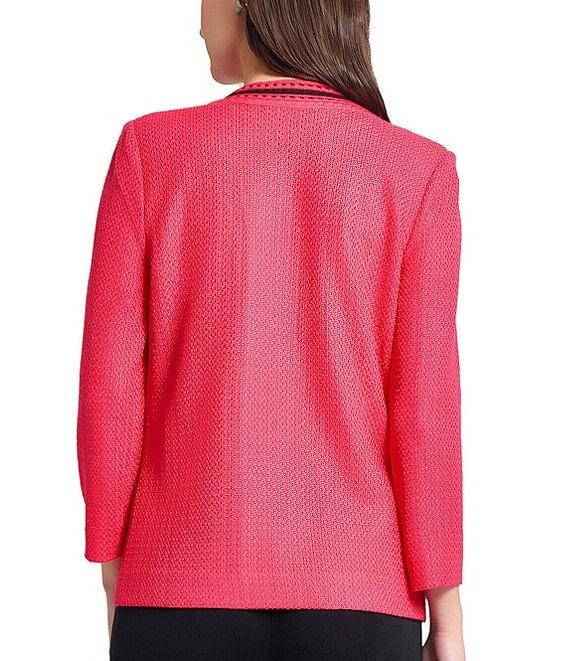 Ming Wang Contrast Trim Knit V-Neck Bracelet Sleeve Jacket Product Image