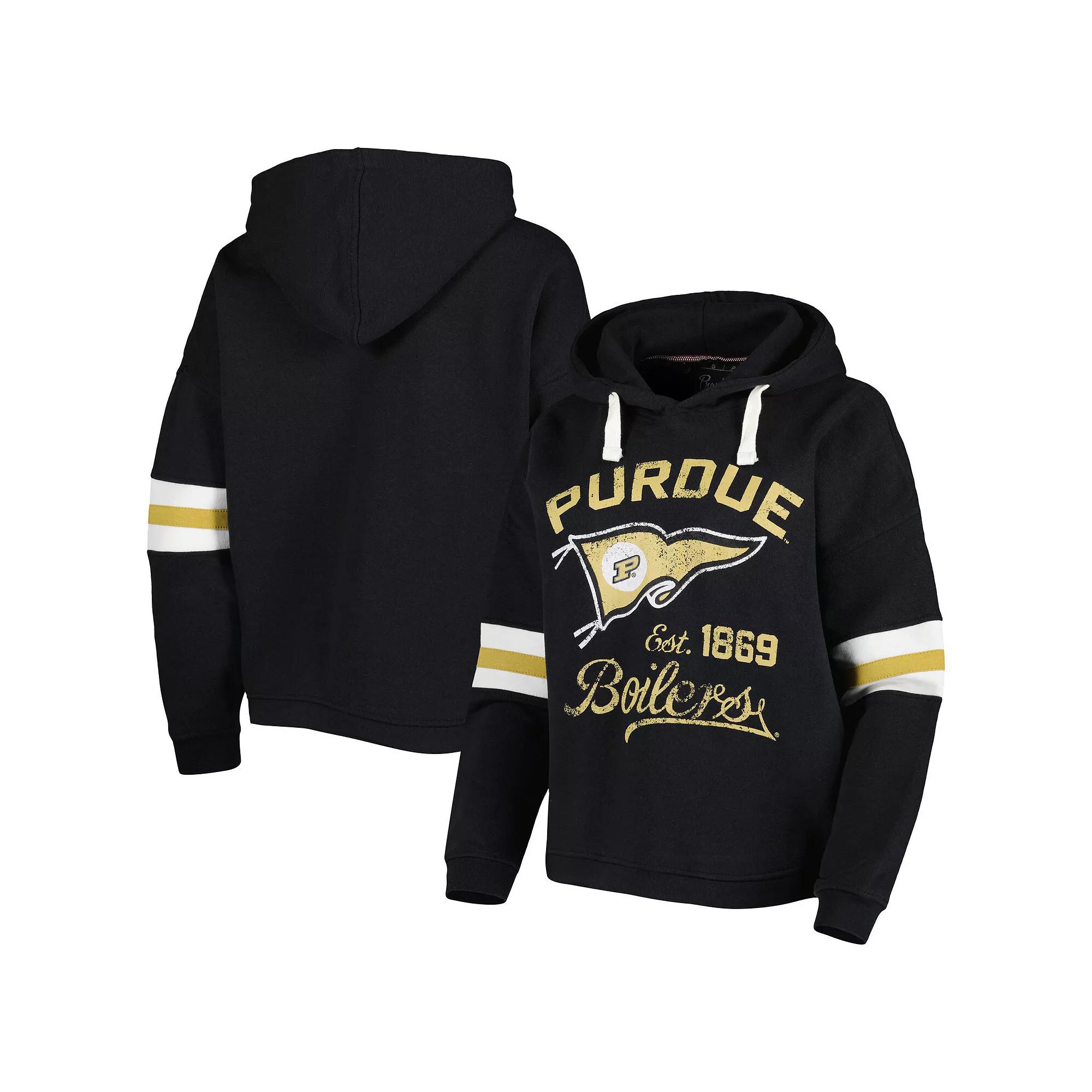 Women's Pressbox Black Purdue Boilermakers Super Pennant Pullover Hoodie, Size: Medium Product Image