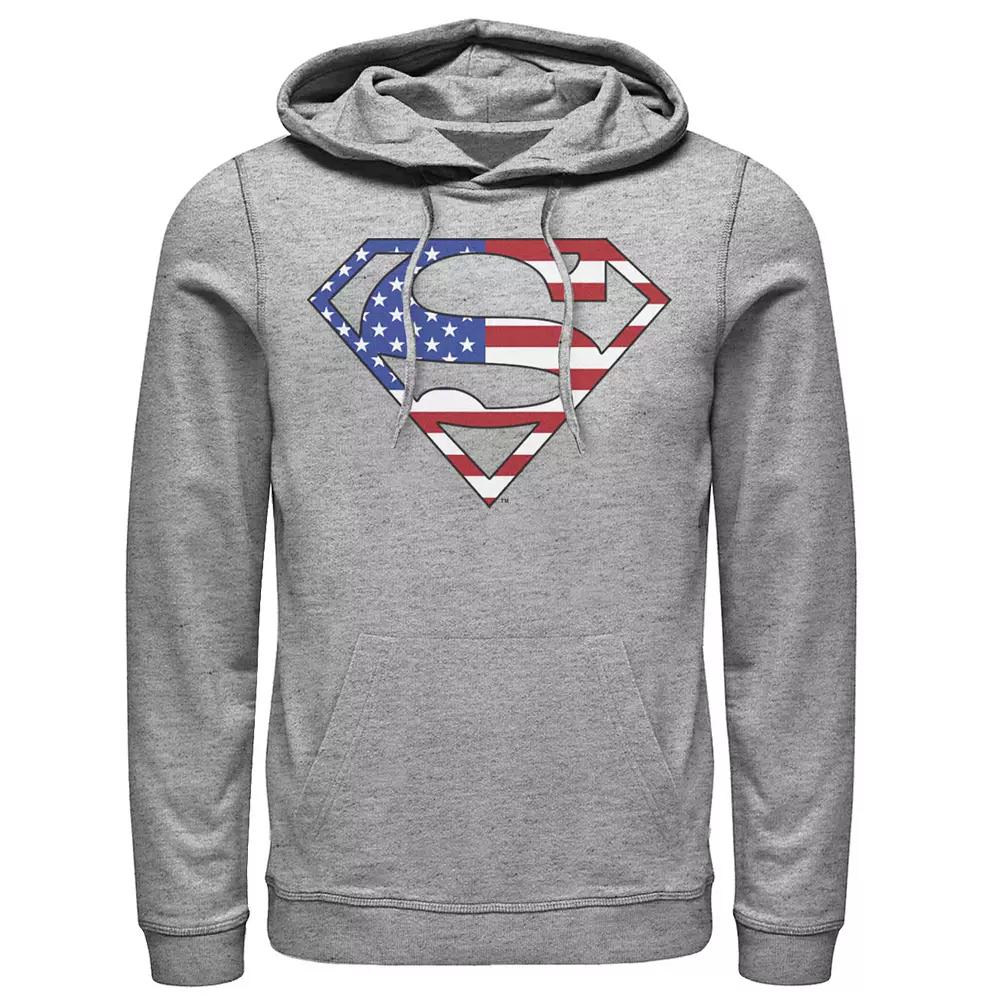 Men's DC Comics Superman American Flag Logo Fill Hoodie, Size: Medium, Athletic Grey Product Image