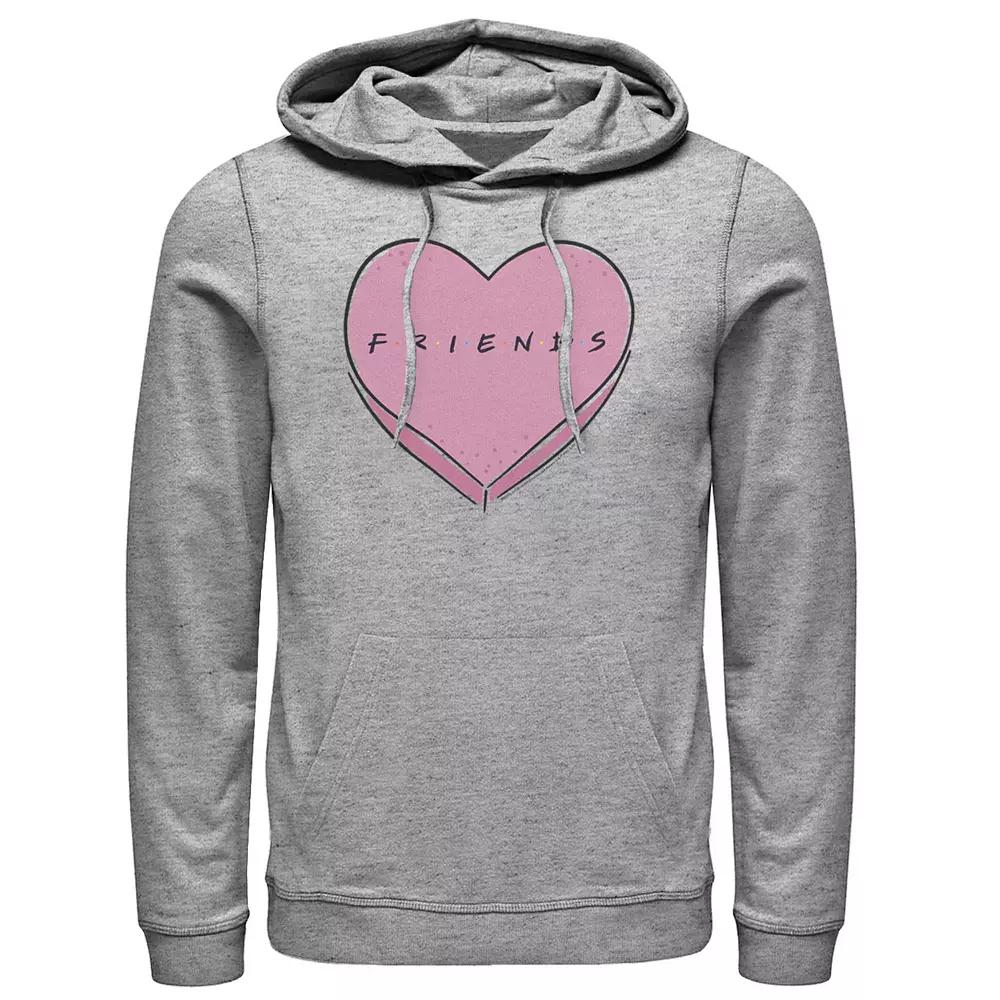 Men's Friends Valentine's Day Candy Heart Logo Hoodie, Size: XL, Athletic Grey Product Image