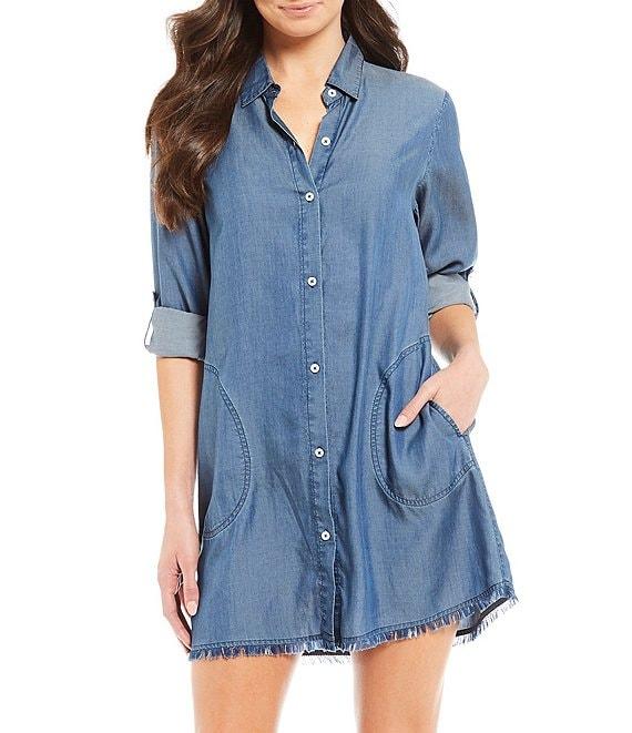 Tommy Bahama Chambray Boyfriend Swim Cover Up Shirt Product Image