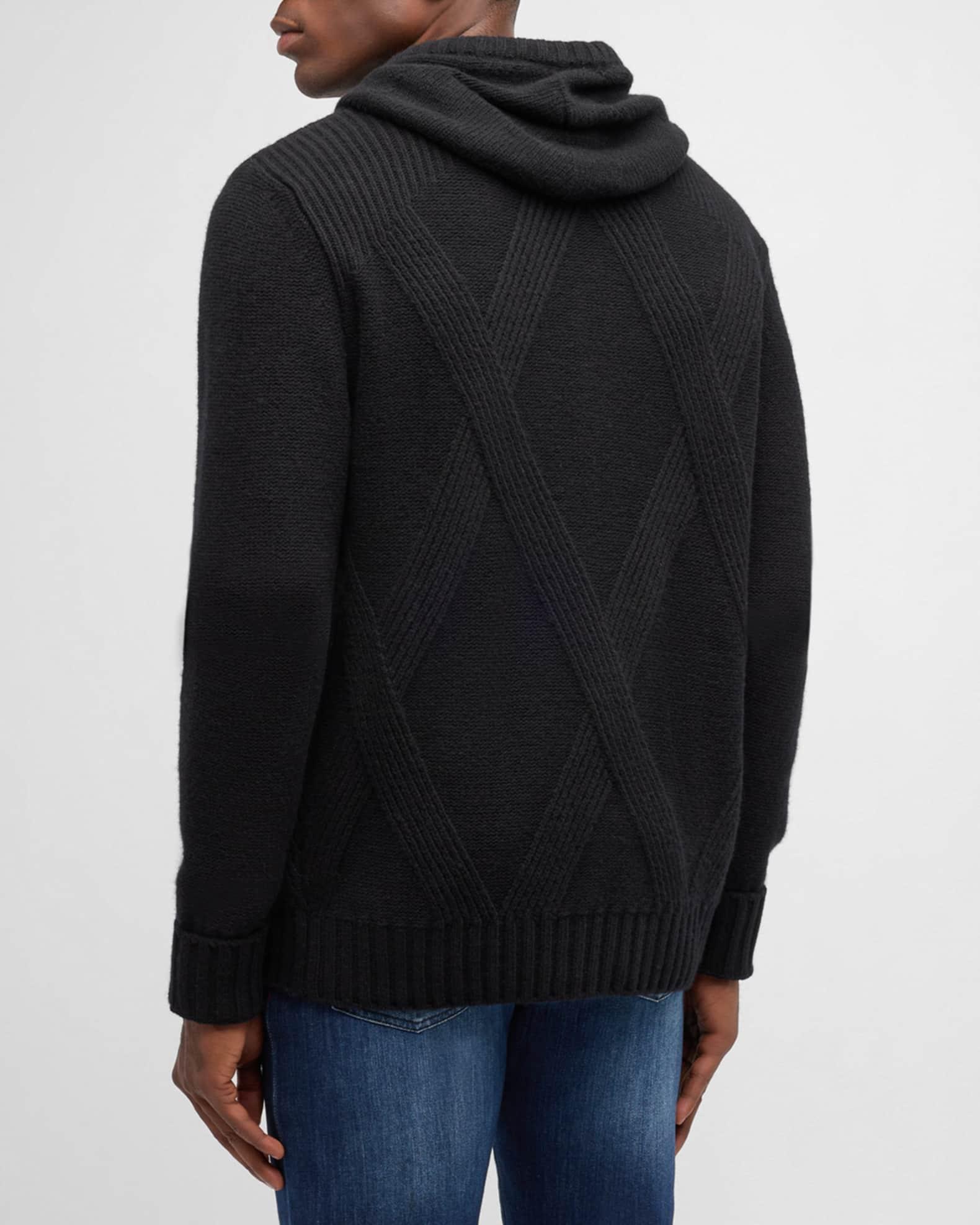 Men's Wool Argyle Jacquard Hooded Full-Zip Sweater Product Image