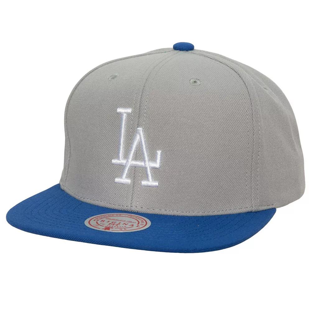 Men's Mitchell & Ness Gray Los Angeles Dodgers Cooperstown Collection Away Snapback Hat, Grey Product Image
