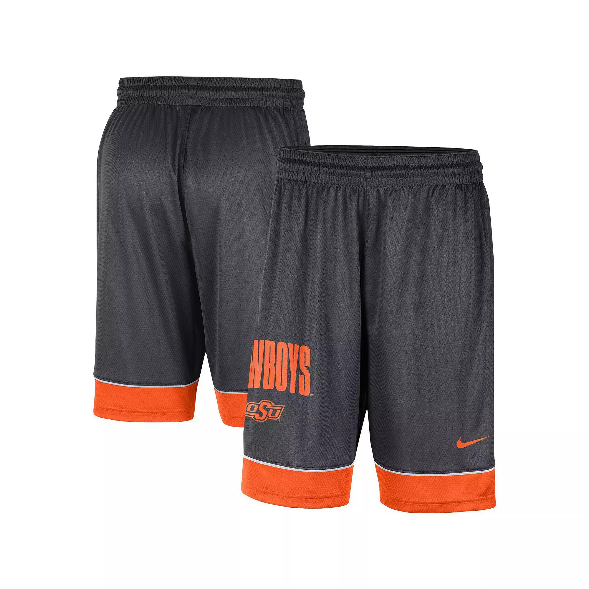 Men's Nike Charcoal/Orange Oklahoma State Cowboys Fast Break Shorts, Size: Medium Product Image
