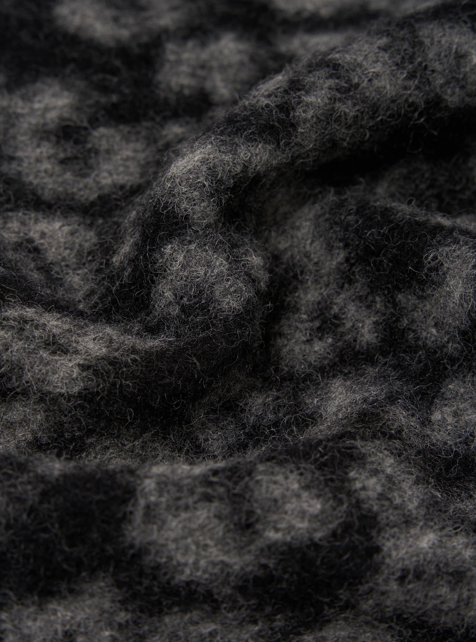 Universal Works Zip Liner Jacket in Black/Charcoal Leopard Fleece Product Image