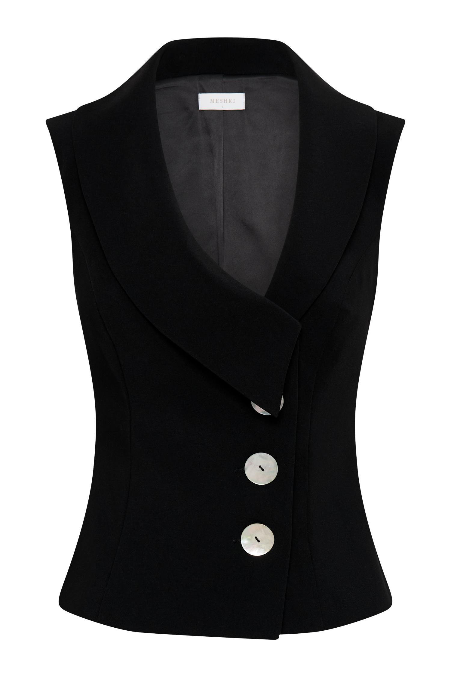 Berkley Suiting Waistcoat With Cowl - Black Product Image