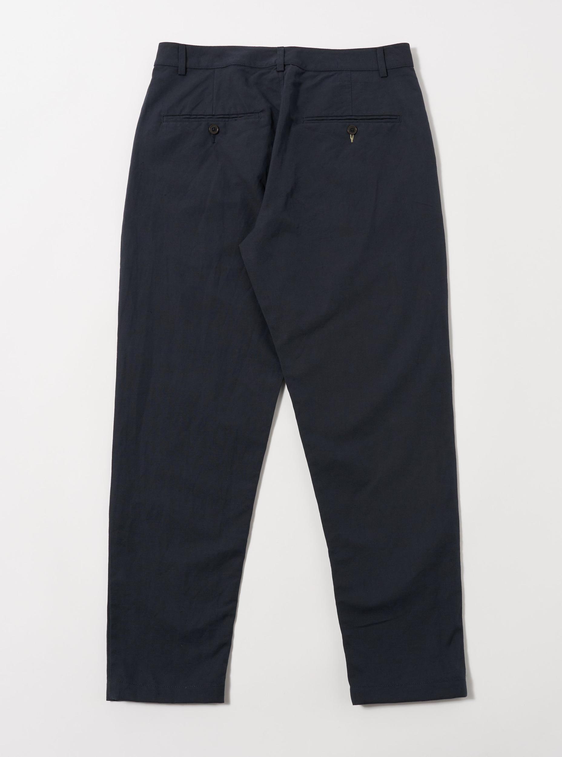 Universal Works Military Chino in Navy Linen Slub Weave Product Image
