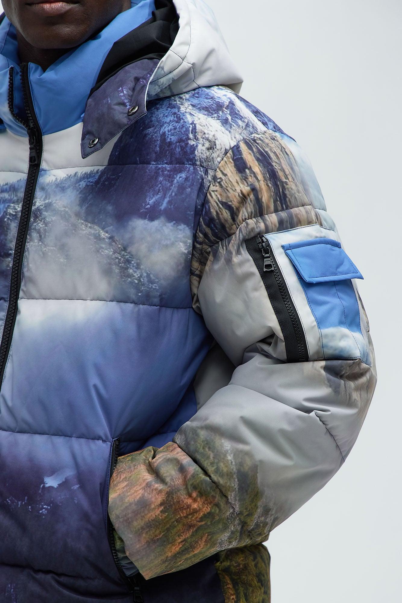 Big Sky Hooded Puffer Jacket - Blue/combo Male Product Image