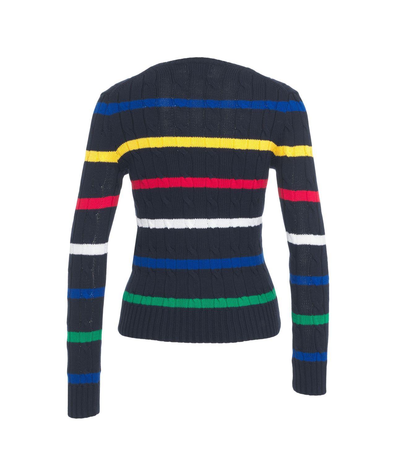 Striped cable knit sweater Product Image
