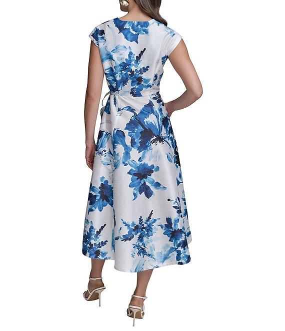 Donna Karan Wrap Front V-Neck A-Line Midi Dress Product Image