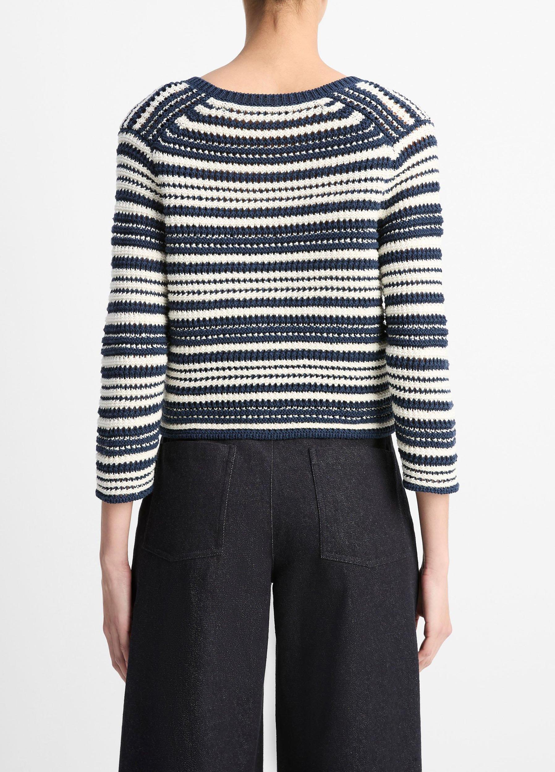 Textured Stripe Italian Cotton Cardigan Product Image