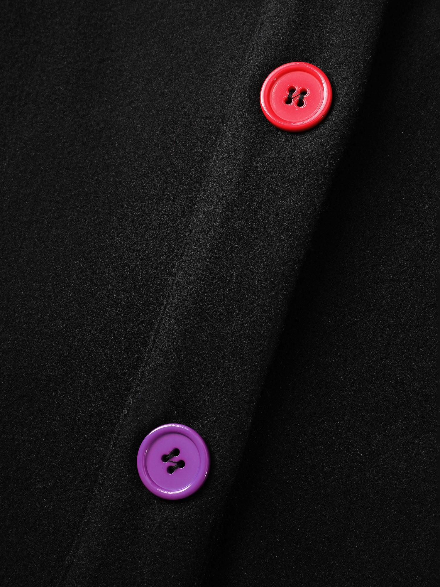 Colorful Buttons Hooded Pocket Coat Female Product Image