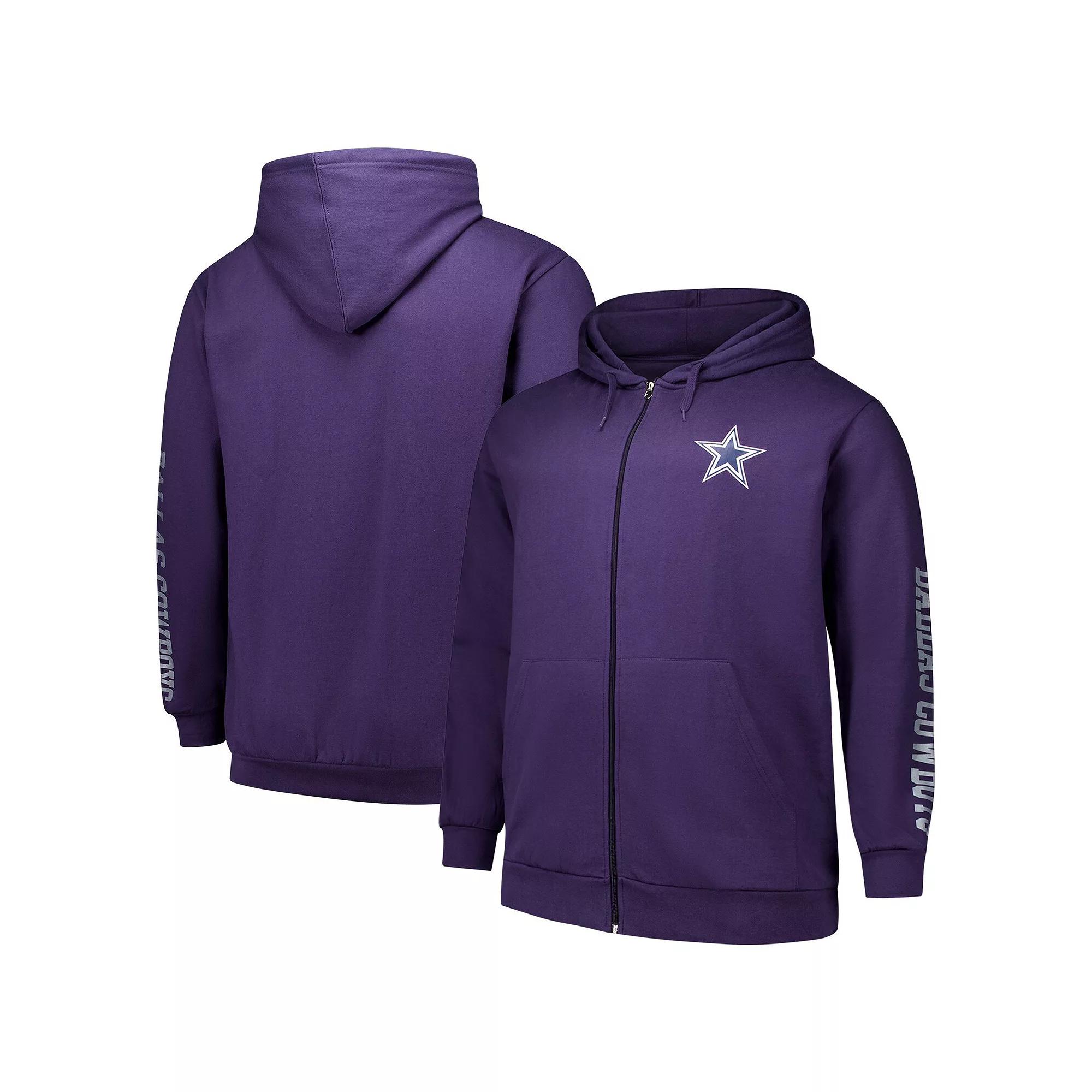 Men's Fanatics Navy Dallas Cowboys Big & Tall Sleeve Hit Full-Zip Hoodie,  Product Image
