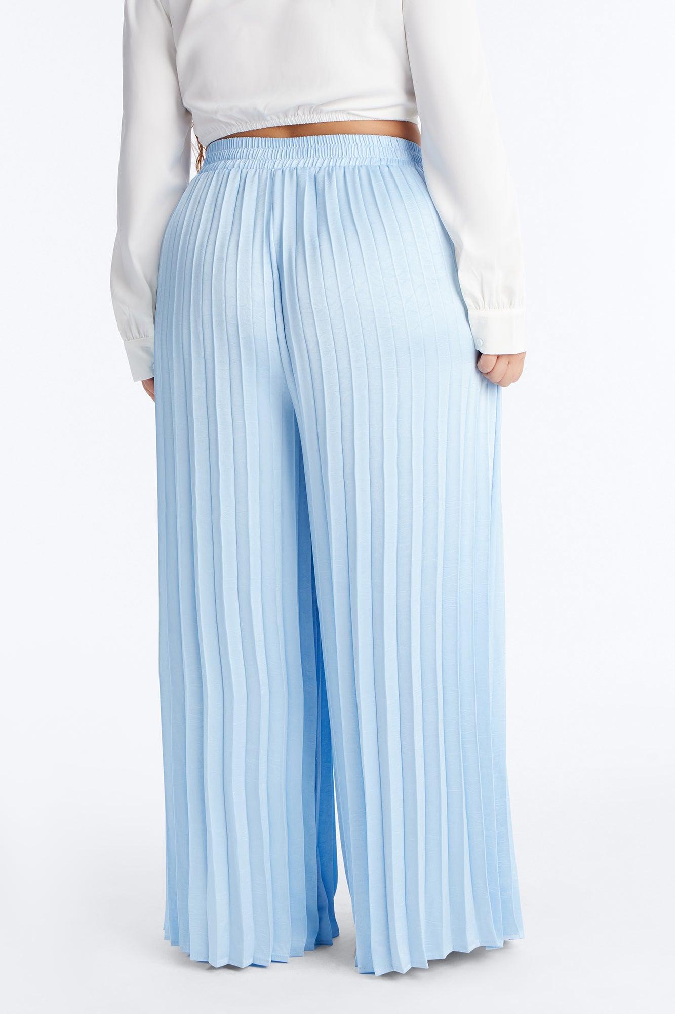 Let's Go Babe Satin Wide Leg Pant 32 - Light Blue Female Product Image