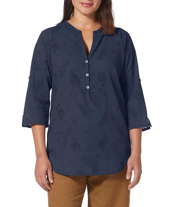 Royal Robbins Women's Oasis Non-Stretch Lawn Woven Split V-Neck 3/4 Sleeve Tunic Product Image
